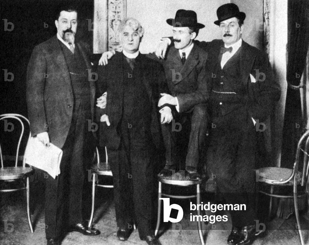 Giulo Gatti-Casazza, David Belasco, Arturo Toscanini et Giacomo Puccini en 1910