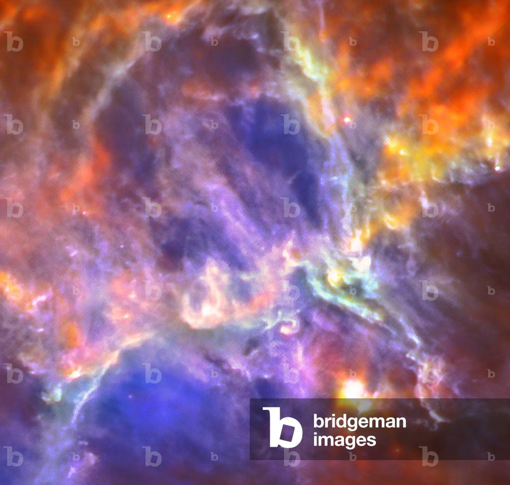 Questa immagine Herschel della nebulosa dell'Aquila mostra l'autoemissione del gas e della polvere della nebul