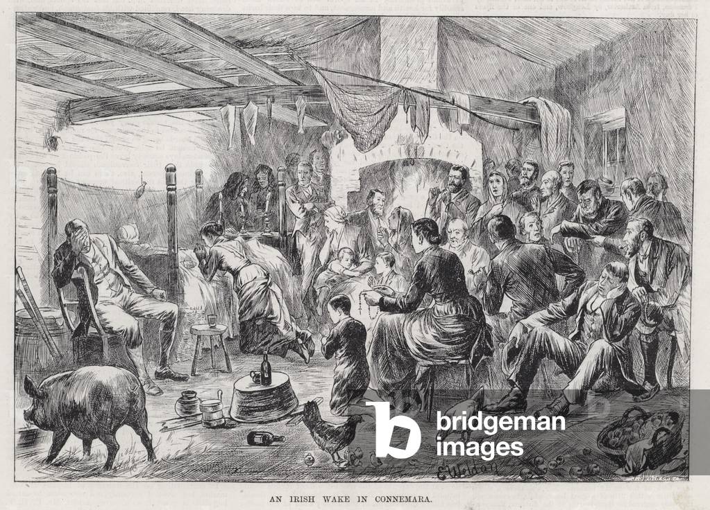 Una veglia irlandese in Connemara (incisione)