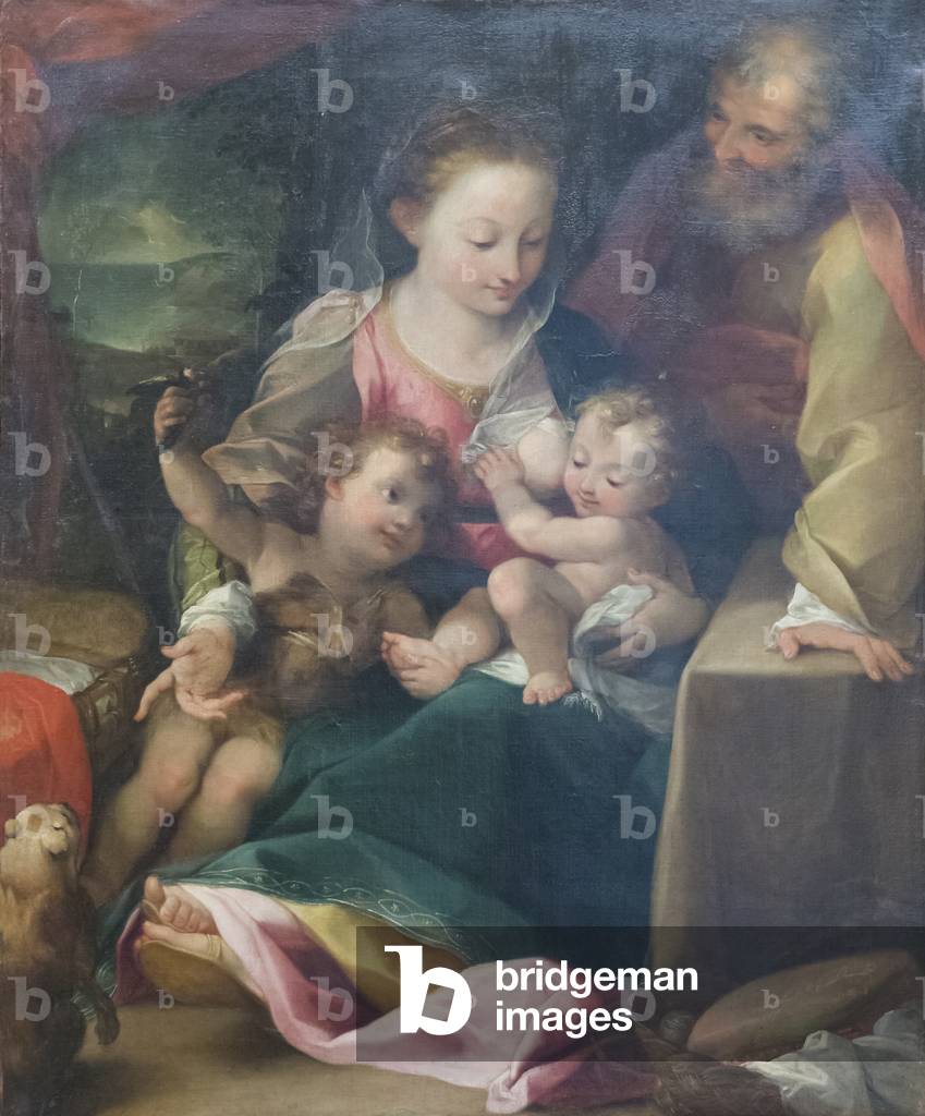 Sacra famiglia e san Giovanni Battista, XVI secolo (olio su tela)