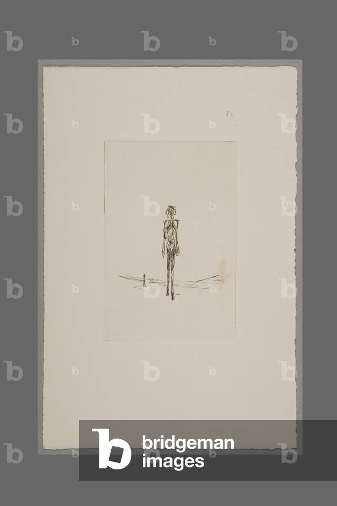 Image of Engraving depicting Walking Woman, 20th century by Alberto Giacometti, b/w
