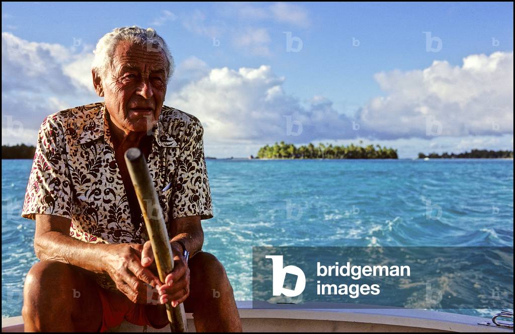 "Paul-Emile Victor an der Lagune von Bora Bora" 1986