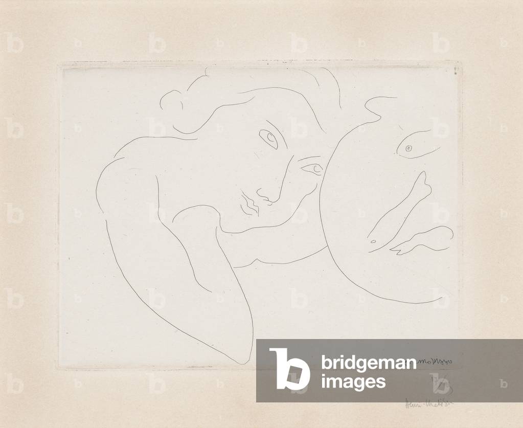 Image de Gravure représentant Tête penchée et Bocal de Poissons 1929 par Henri Matisse