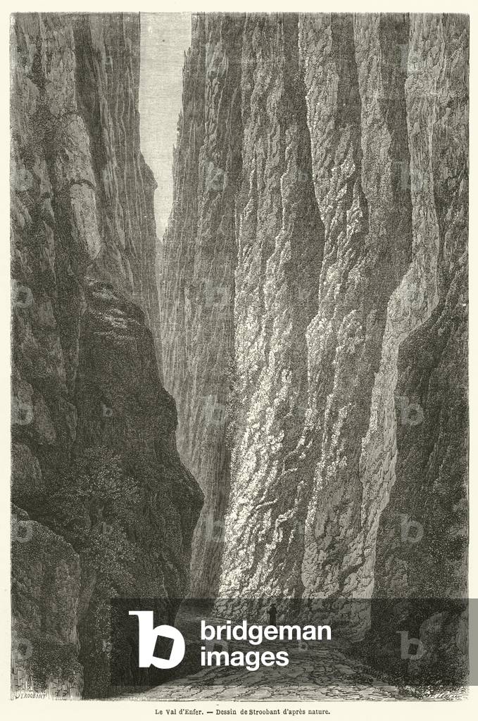"Le Val d'Enfer (incisione)" 1801 di French School, b/w