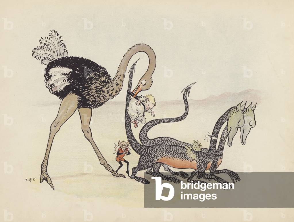 Illustration pour Little Twin Dragons par S Rosamond Praeger (litho couleur) 1901 par Sophia Rosamond Praeger