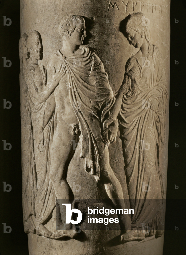 Immagine di Scultura "Ermete con clamide e sandalo alato conduce Mirrina per mano verso l'Acheronte" di Erich 