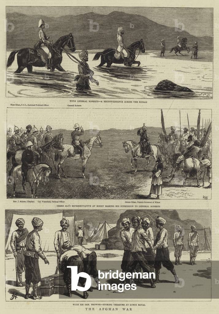 La guerre afghane (gravure) par John Charles Dollman, b/w