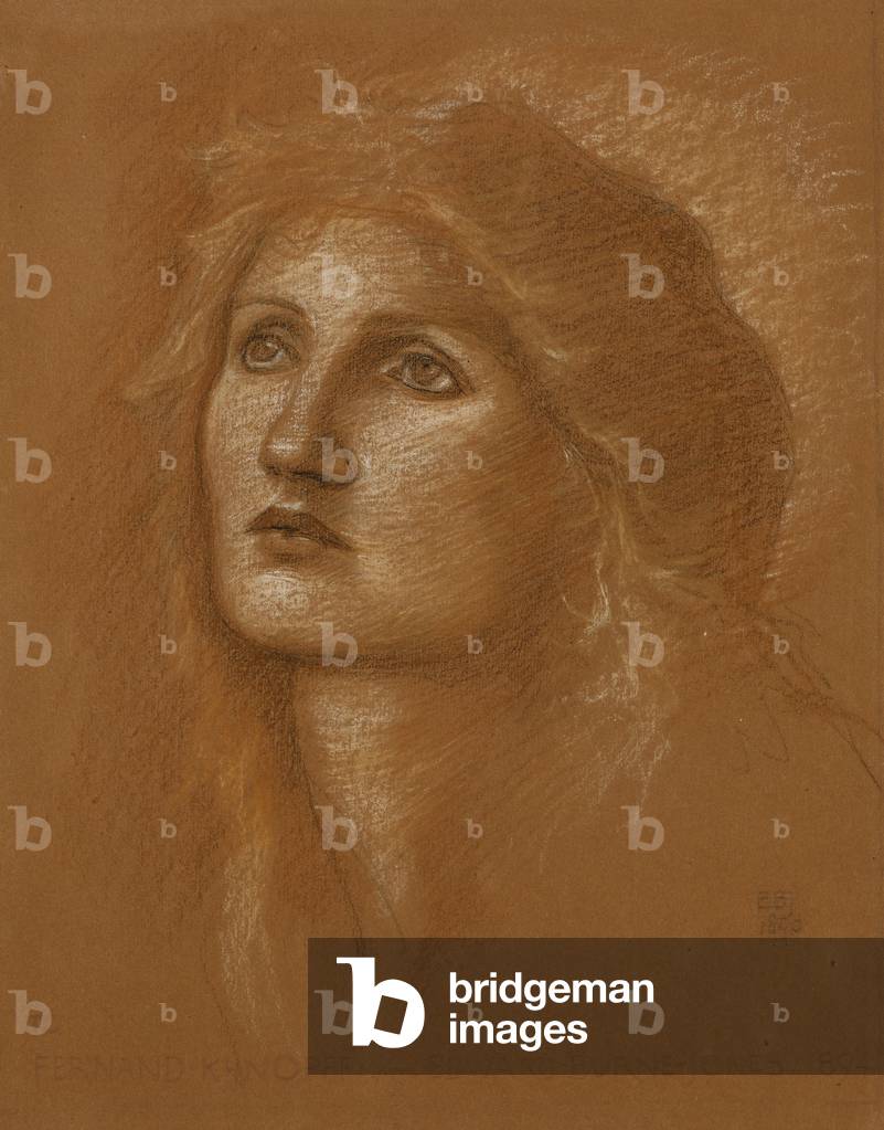 testa di una donna, 1890 (colorato gessi su terracotta colorato carta)