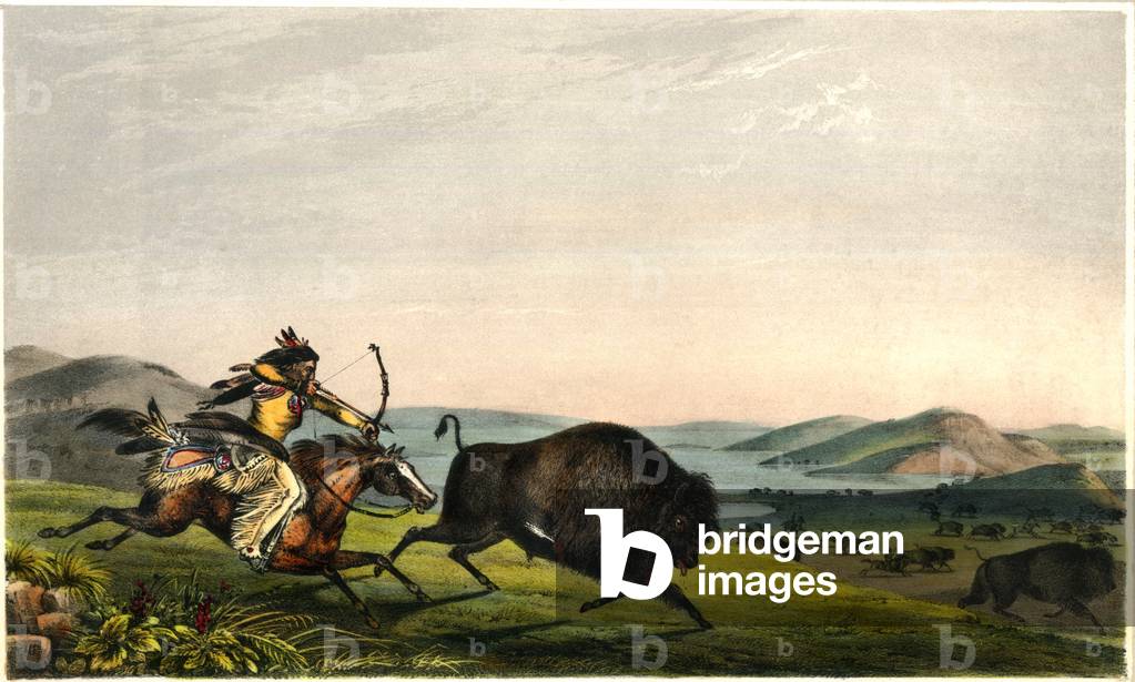 Jagd auf den Büffel, Reisrutter & Co, von einem Gemälde von Peter Rindisbacher “Assiniboin Hunting on Horsebac