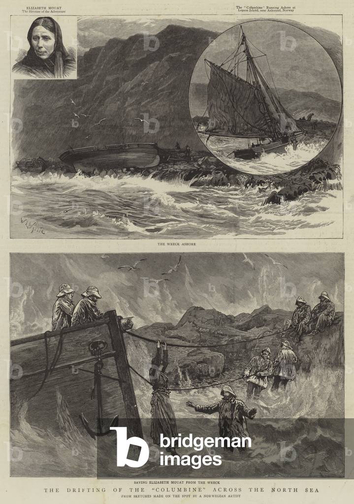 The Drifting of the 'Columbine' across the North Sea (engraving) by Wyllie, William Lionel (1851-1931) (after)