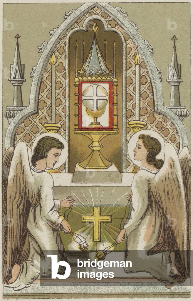 "Segnung des Allerheiligsten Sakraments (Farbe litho)" von English School