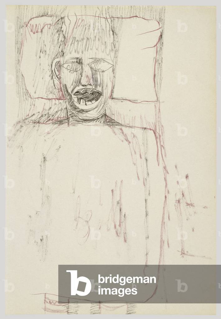 Bild von Zeichnung "Patient" 1940 von Lucian Freud, b/w