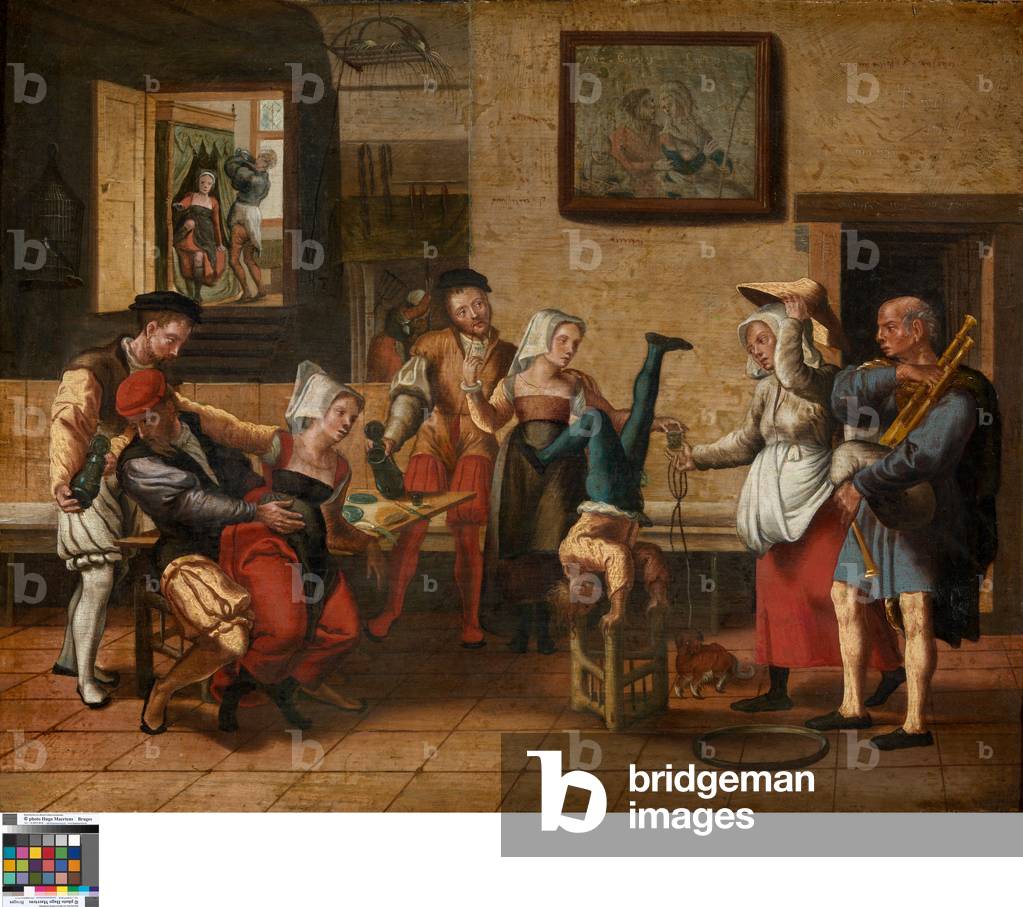 Pub scena (olio su legno)