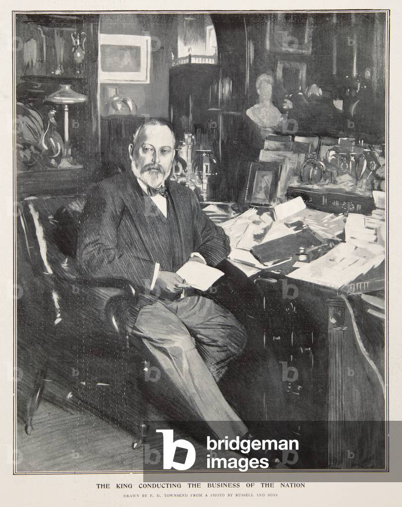 Image of Print depicting King Edward VII conducting the business of the nation 1902 by Frederick Henry Townsen