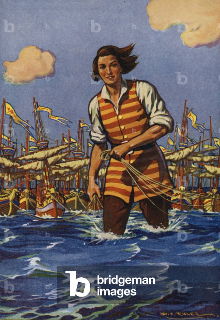 "Gulliver cattura la flotta. Ho disegnato cinquanta dei più grandi uomini di guerra del nemico dietro di me co