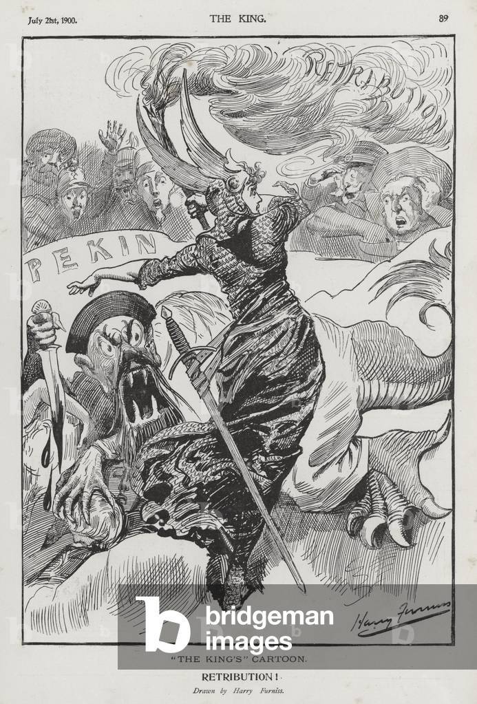 Retribution, dessin animé sur la rébellion Boxer en Chine (gravure)