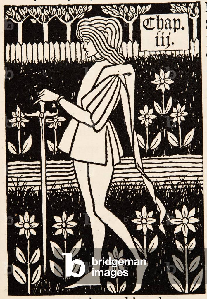 Image of Engraving depicting A page. Chapter Heading 1894 by Aubrey Beardsley