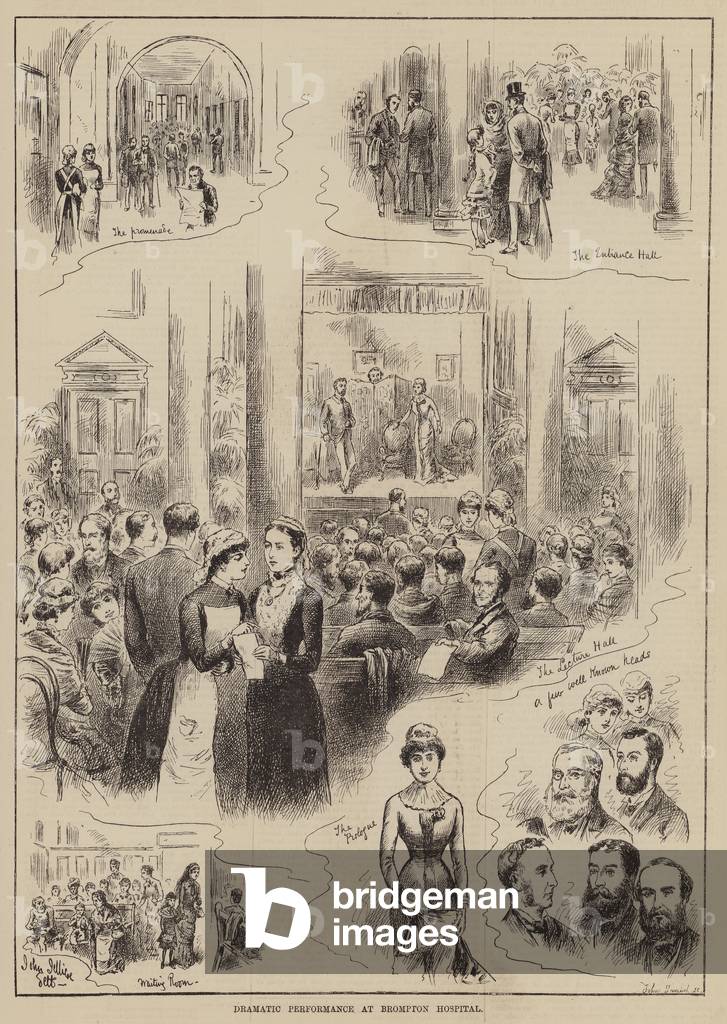 Image de Gravure représentant Performance dramatique à l'hôpital Brompton de Londres (gravure) par John Jellic