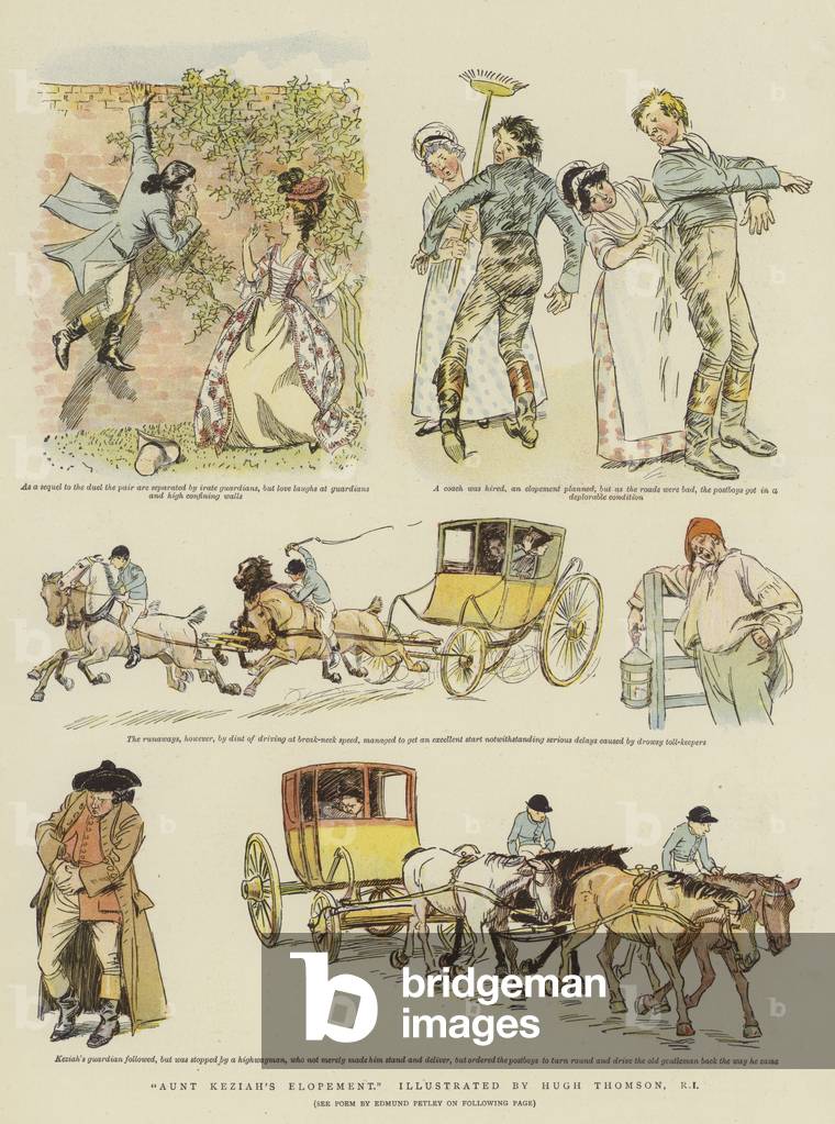 "La fuga di zia Keziah (cromolito)" di Hugh Thomson