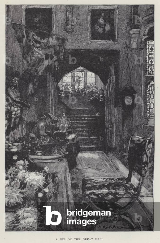 Berkeley Castle, A Bit of the Great Hall (litho)