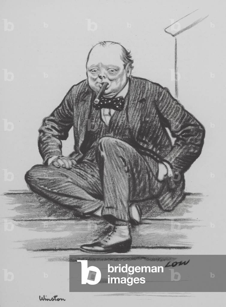 Winston Churchill, English politician and Prime Minister (litho)