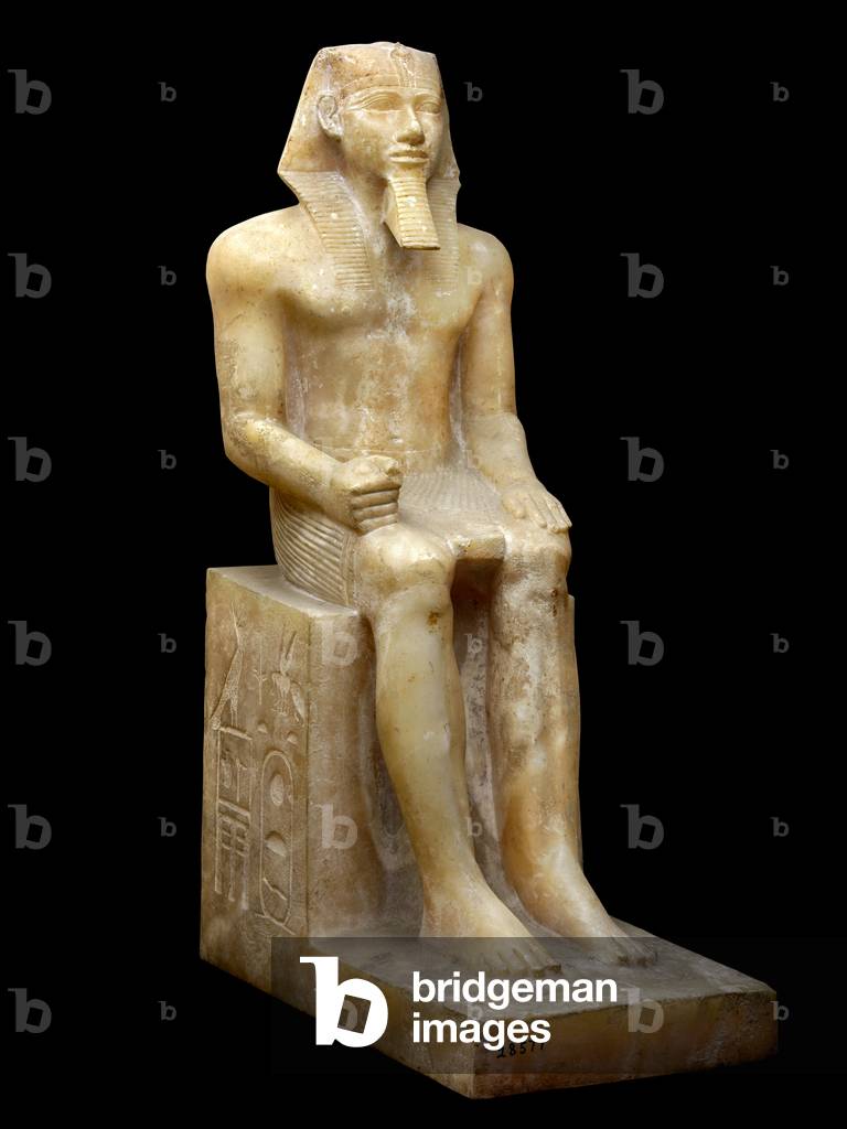 "statua di Khephren" di Egyptian School, b/w
