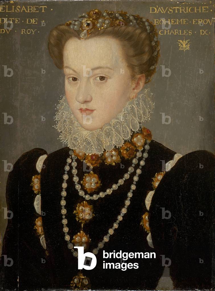Porträt von Elisabeth von Österreich, Gemahlin von König Karl IX. von Frankreich, nach 1571 (Öl auf Tafel)
