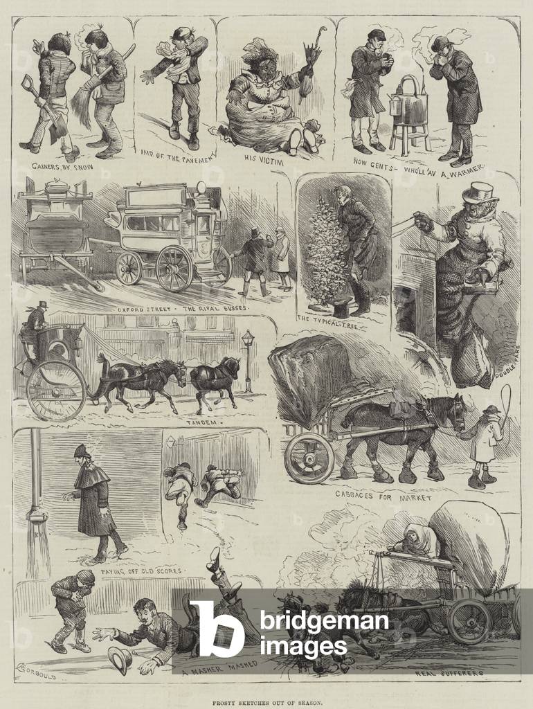 Frosty Sketches Out of Season (engraving) by Alfred Courbould, b/w