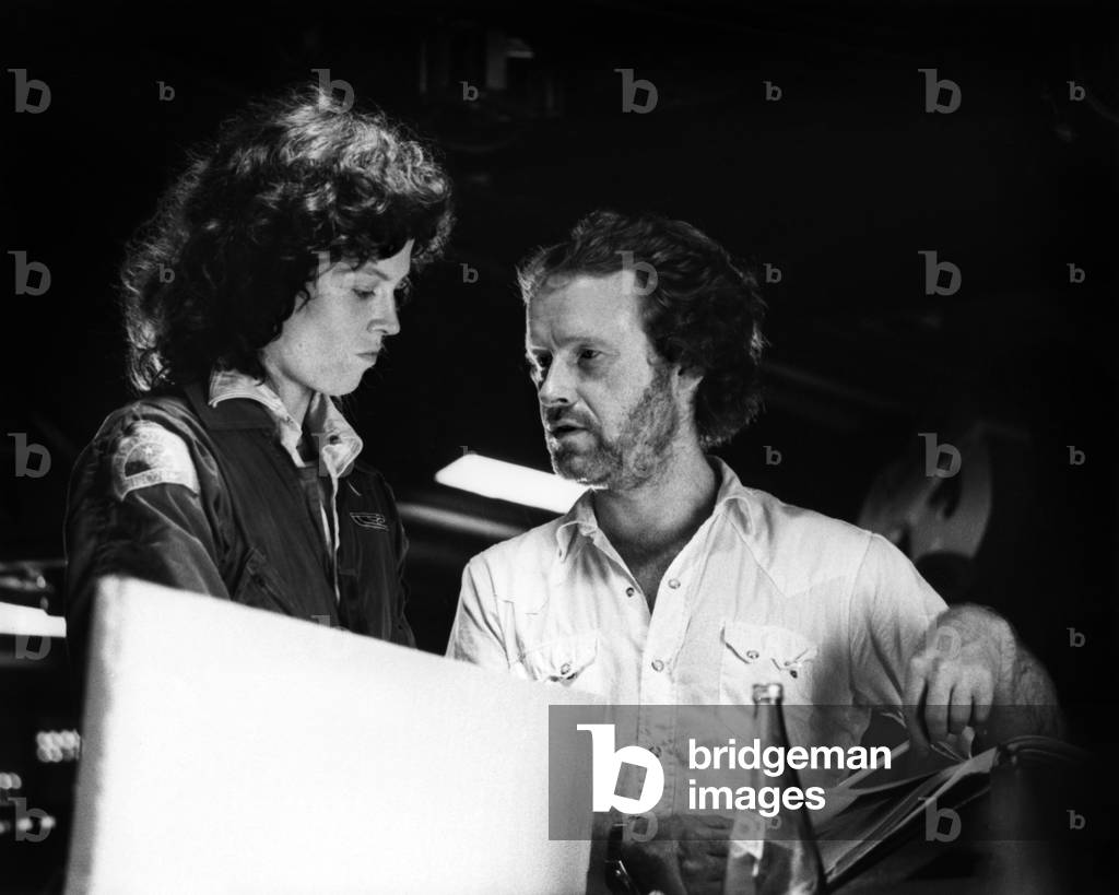 Image of Ridley Scott and Sigourney Weaver on set of Alien, 1979