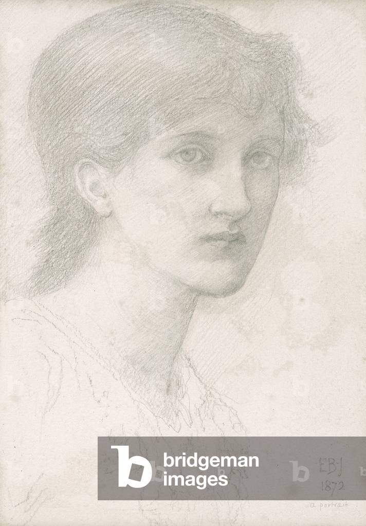 Testa di donna girata a metà destra, 1872 (matita su carta)