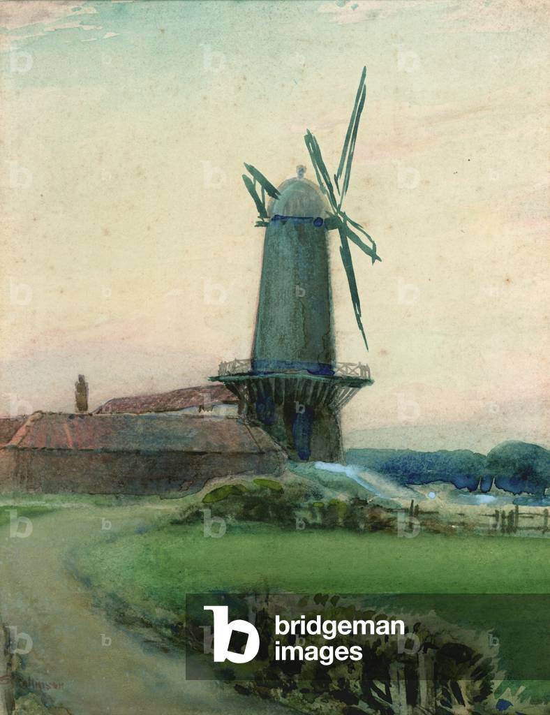 Image de Dessin représentant Etude d'un moulin à vent (w/c sur papier) par Sunderland Rollison