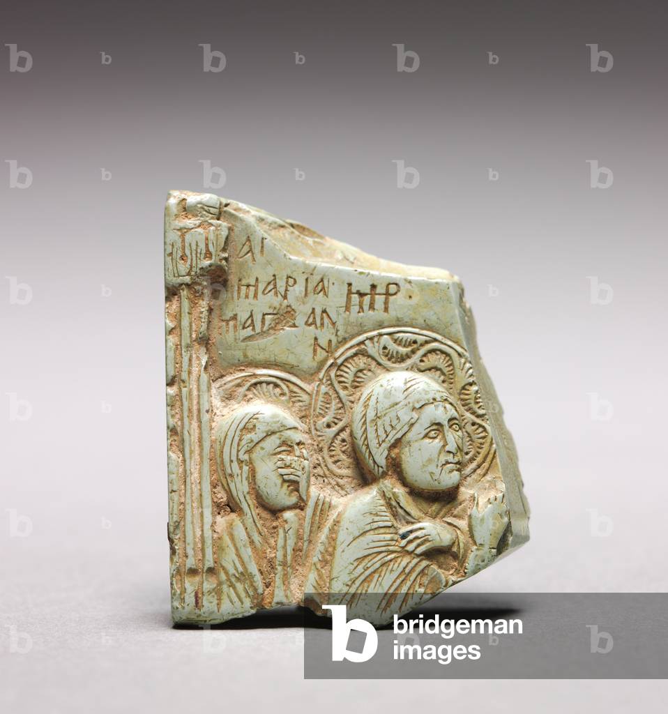 "Frammento di un'icona della crocifissione con Maria Maddalena e la Vergine Maria" di Byzantine