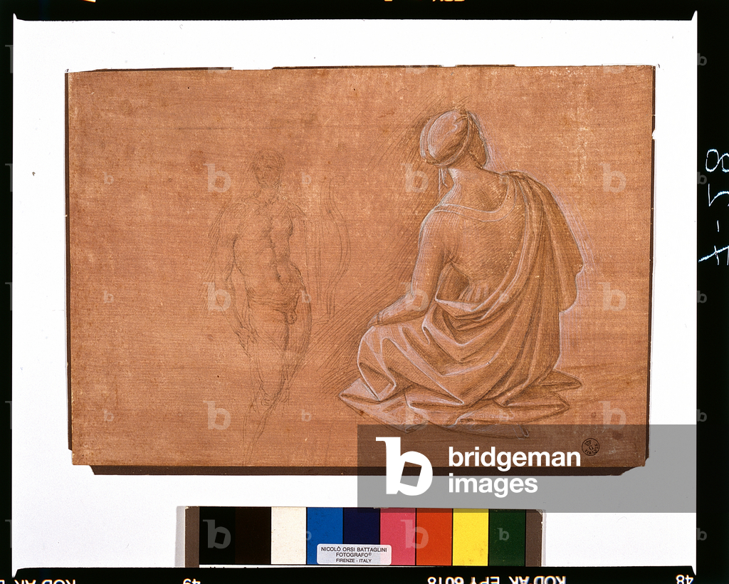 Cloaked seated figure (drawing)