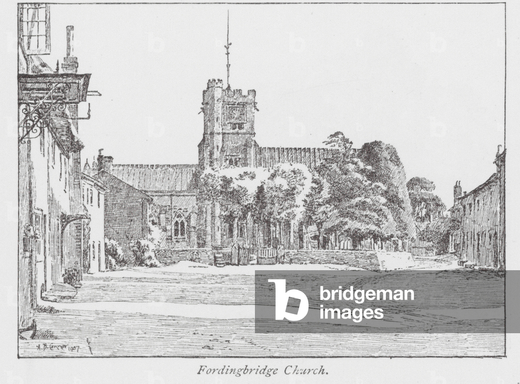 Image of Print depicting Fordingbridge Church (litho) 1901 by Arthur Bentley Connor