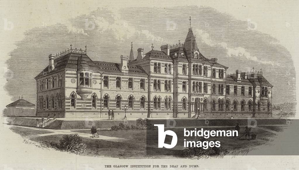 "The Glasgow Institution for the sordi and muti (incisione)" di English School, b/w