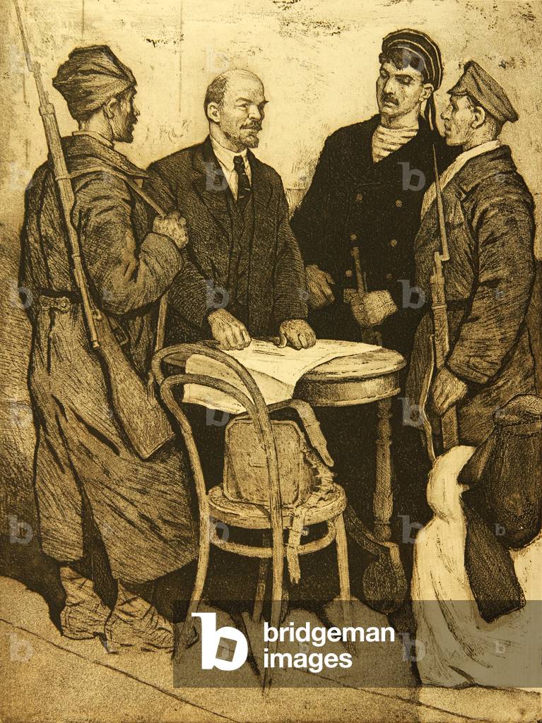 Lenin and the Revolutionaries, 1958 (etching)