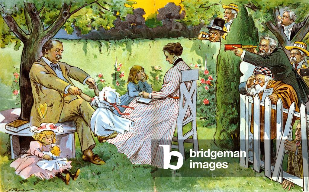 "Präsident Cleveland und seine Frau spielen mit ihren Kindern" 1897