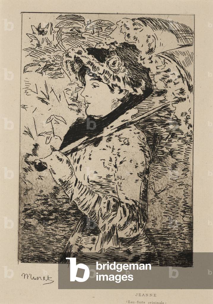 Image de Gravure représentant Jeanne : Printemps, 1882 par Edouard Manet, b/w