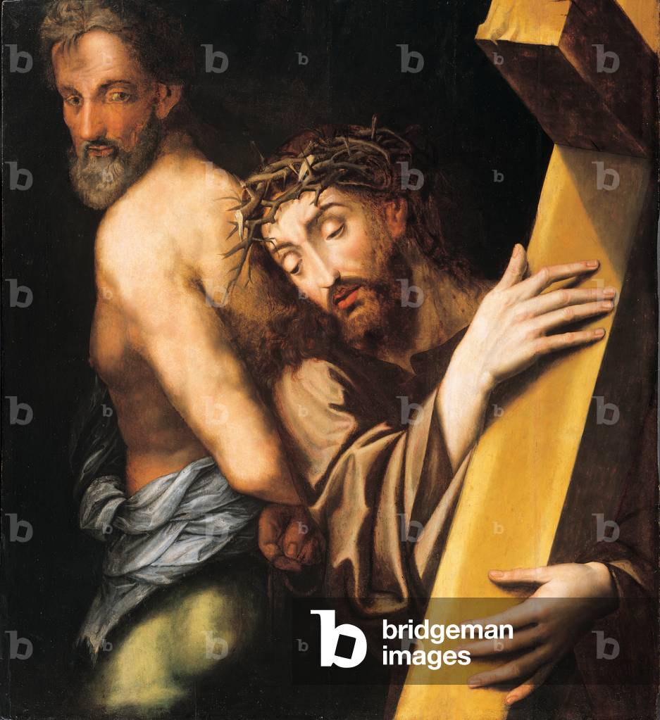 Christ carrying the Cross with the good thief, 1580 (oil on panel)