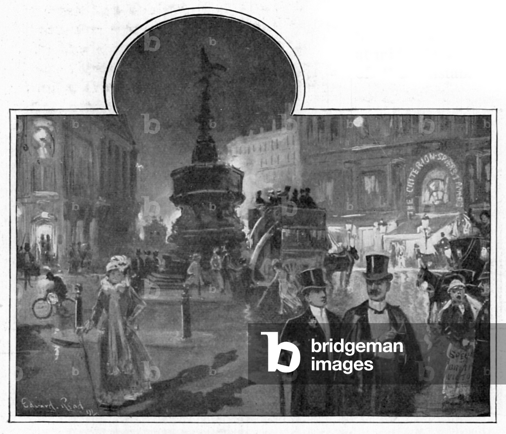 Image of Print depicting Piccadilly Circus: Midnight (litho) 1901 by Edward Read