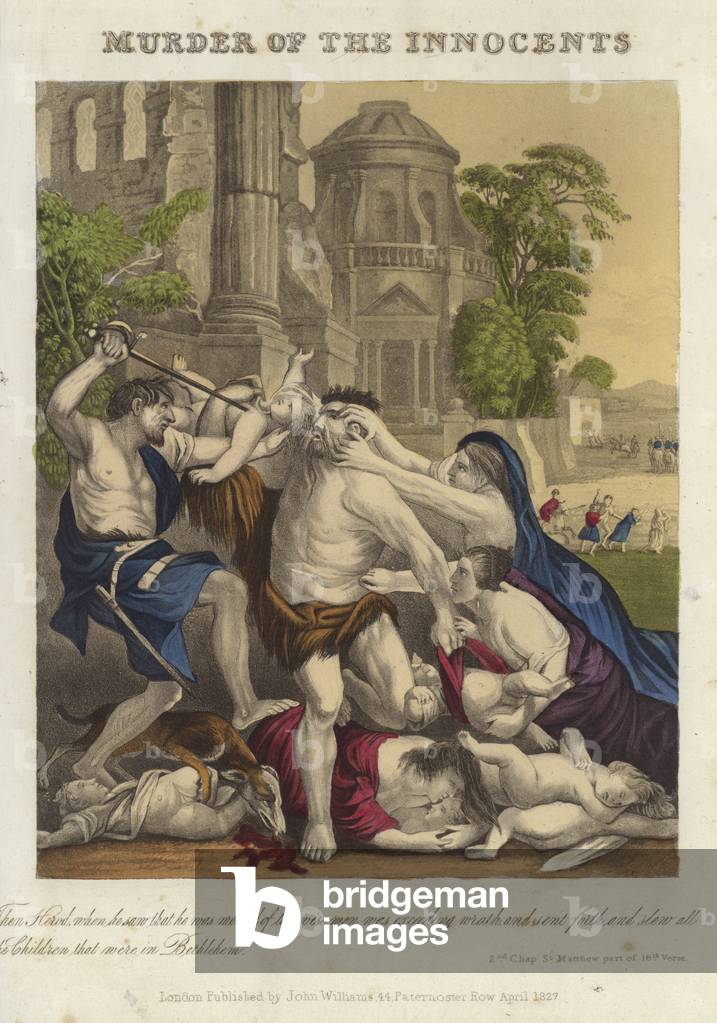 Image of Engraving depicting Murder of the Innocents (coloured engraving) 1801 by English Artist