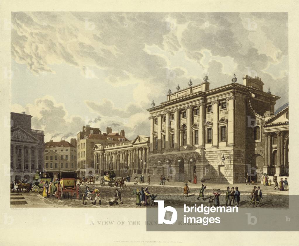 Una veduta della Banca d'Inghilterra, 1816 (colore lito)