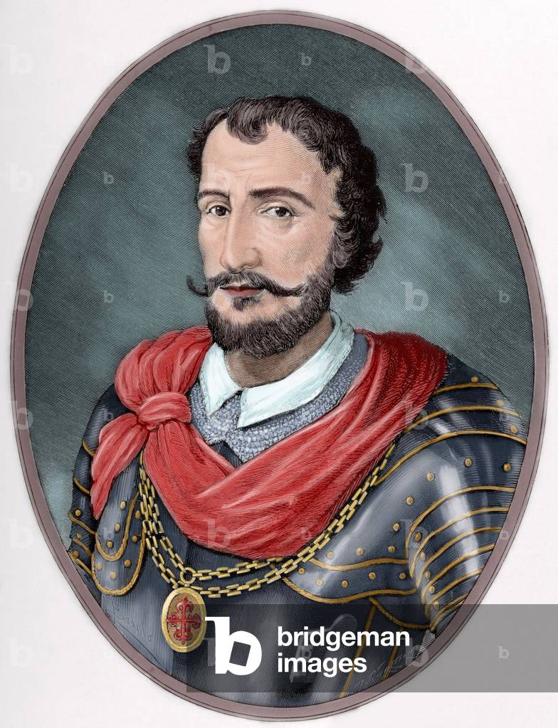 Diego Hurtado de Mendoza (1503-1575). Gravure. Colored. par Arturo Carretero y Sánchez