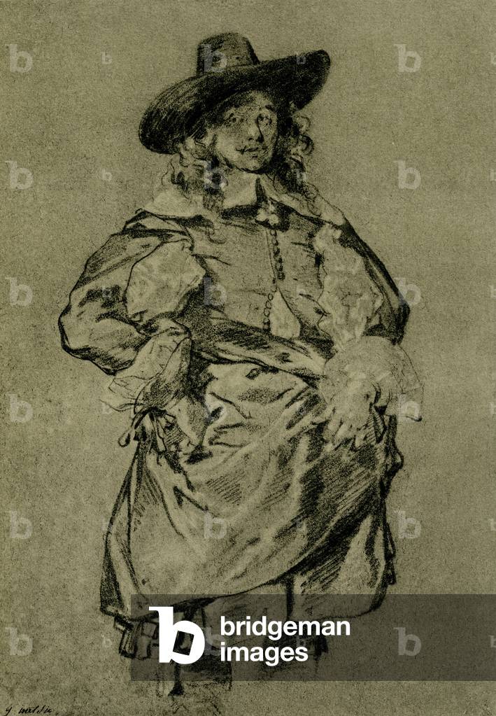 Portrait d un jeune homme par Gabriel Metsu, b/w