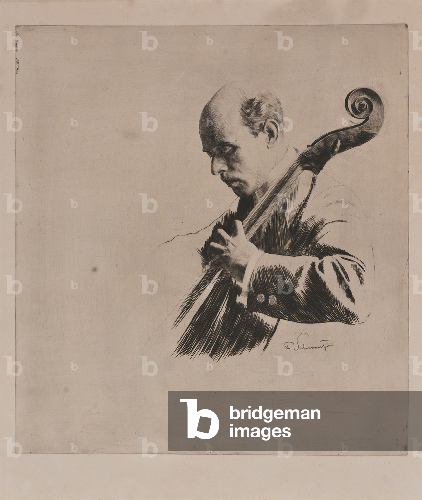 Pablo Casals che suona, 1914 (acquaforte)