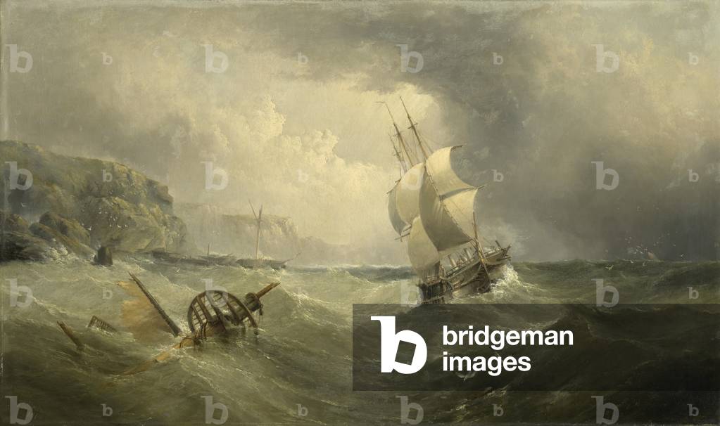 Versand vor der Küste in einem stürmischen Meer, 1874 (öl auf leinwand)