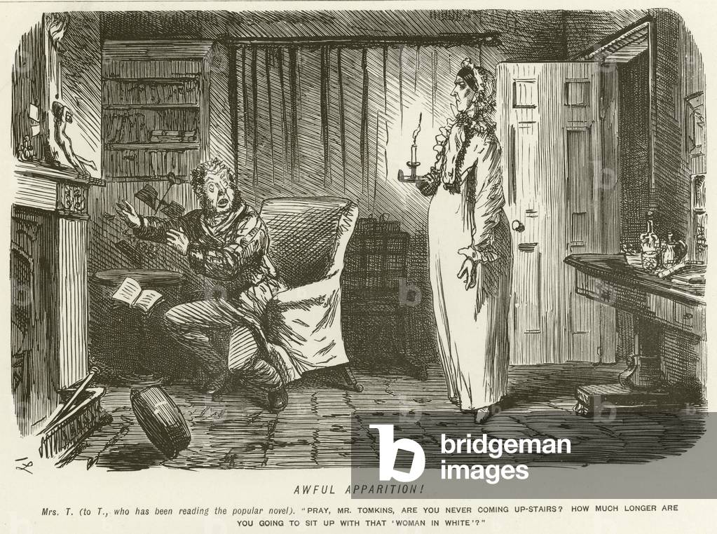 Awful Apparition! (engraving) by John Leech, b/w