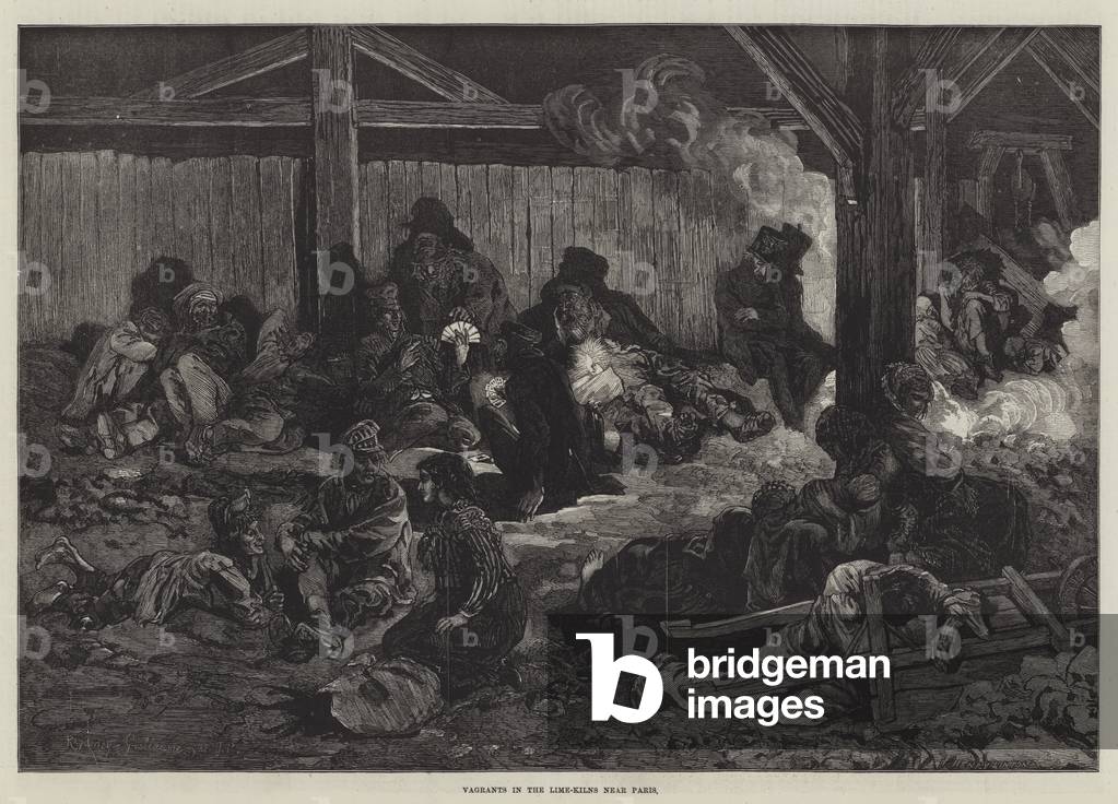 Vagranten in den Lime-Kilns in der Nähe von Paris (Gravur)
