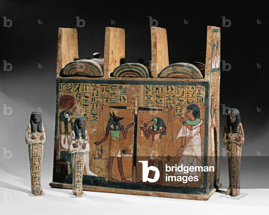 Ushebti box, three …