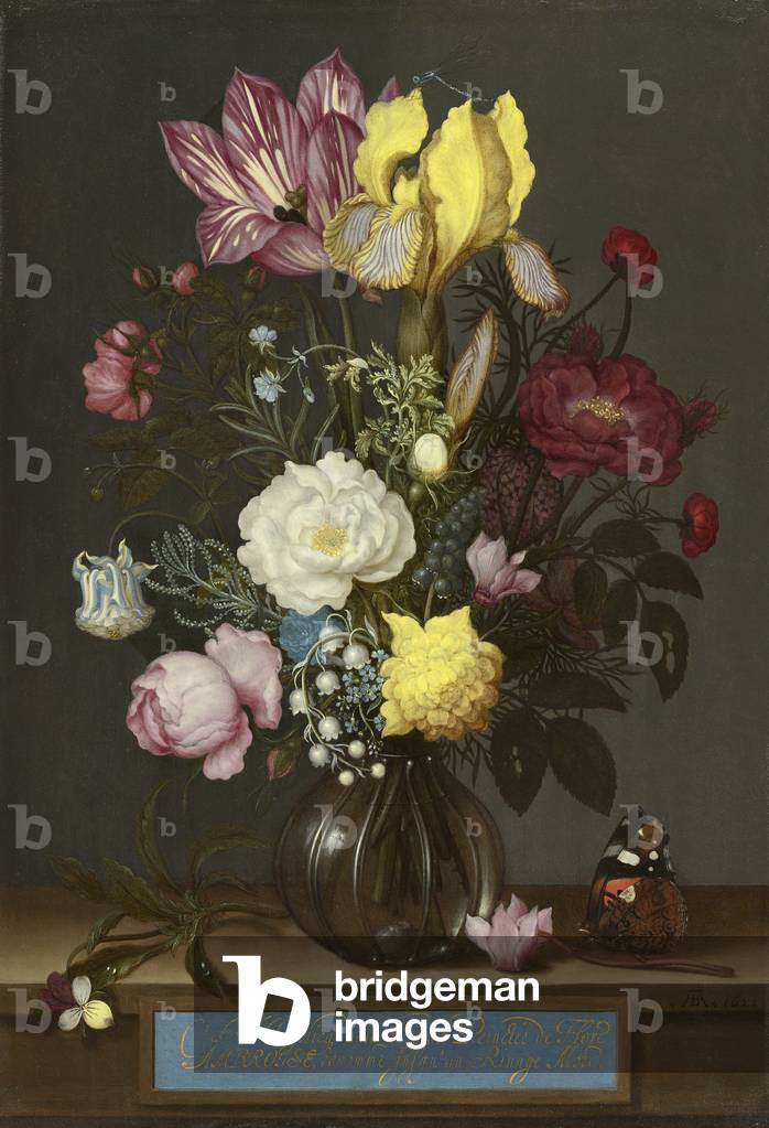 mazzo di fiori in un vetro vaso, 1621 (olio su rame)